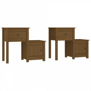 Noptiere, 2 buc., maro miere, 79,5x38x65,5 cm lemn masiv de pin - V814546V - Img 1