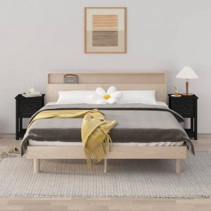 Noptiere, 2 buc., negru, 40x35x61,5 cm, lemn masiv de pin - V821738V - Img 2