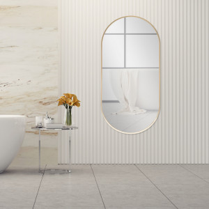 Oglinda de perete baie, aluminiu, auriu - P79599359