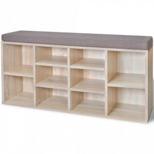 Organizator pantofi tip banca cu 10 compartimente, culoare stejar - V242555V - Img 2
