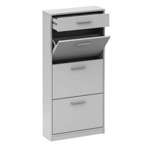 Pantofar 3 compartimente si sertar, alb, 60x127x20 cm - TP111222