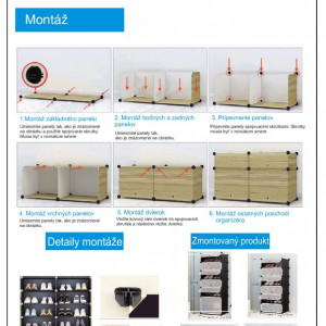 Pantofar, organizator de pantofi modular, negru, 96x37x37 cm - TP182594 - Img 5