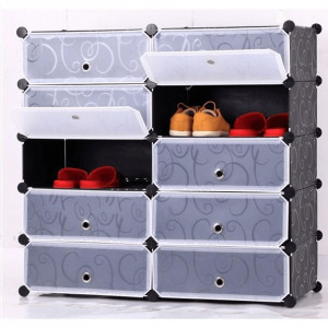 Pantofar, organizator de pantofi modular, negru, 96x93x37 cm - TP182593 - Img 3