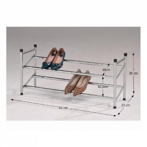 Pantofar, rafturi cu lăţime reglabilă, 2 rânduri, cromat, 63-110x23x35 cm - TP6063 - Img 5