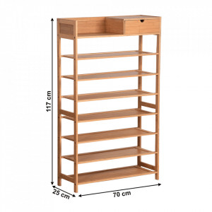 Pantofar, suport pentru pantofi, 7 poliţe, bambus, 70x25x117 cm - TP296533 - Img 2