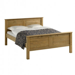 Pat, 180x200 cm, lemn de pin culoarea stejar - TP227794