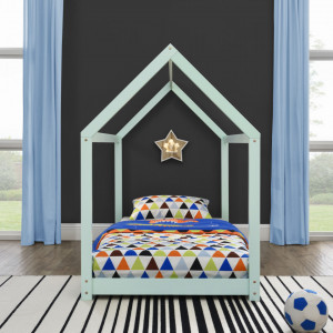 Pat copii, 206 x 98 x 142 cm, verde, design casuta - P64038178 - Img 2