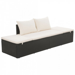 Pat de gradina, negru, 195 x 60 cm, poliratan - V43953V