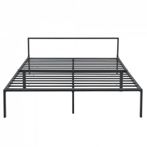 Pat rama metalica Imatra140, 210 x 145x 60 cm, otel, negru mat, dublu, cu saltea - P69885158 - Img 3