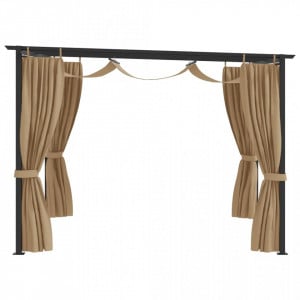Pavilion cu draperii, gri taupe, 3 x 3 m, oțel - V313897V - Img 1