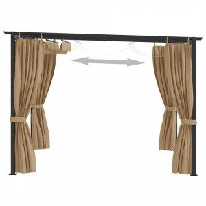 Pavilion cu draperii, gri taupe, 3 x 3 m, oțel - V313897V - Img 3