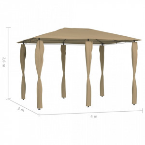 Pavilion cu huse pentru stâlpi, gri taupe, 3x4x2,6 m, 160 g/m² - V313612V - Img 4