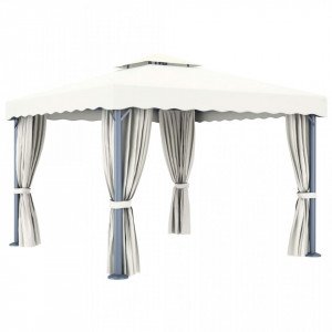 Pavilion cu perdea, alb crem, 3 x 3 m, aluminiu - V3053377V - Img 4