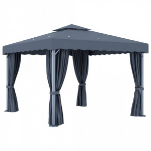 Pavilion cu perdea, antracit, 3 x 3 m, aluminiu - V3053378V - Img 4