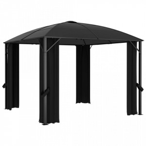 Pavilion cu perdele, antracit, 300 x 300 x 265 cm - V48600V - Img 4
