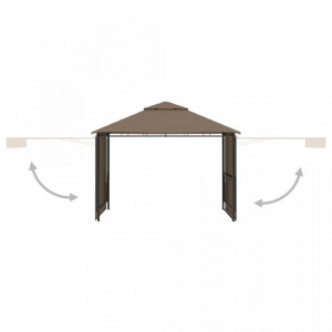 Pavilion extinsii duble acoperiș gri taupe 3x3x2,75 m 180 g/m² - V312268V - Img 3