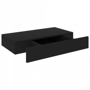 Raft de perete suspendat cu sertar, negru, 48 x 25 x 8 cm - V288205V - Img 2