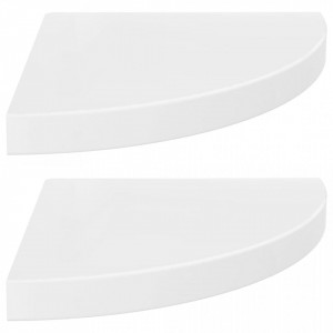 Rafturi de perete, 2 buc., alb extralucios, 35x35x3,8 cm, MDF - V323908V - Img 2