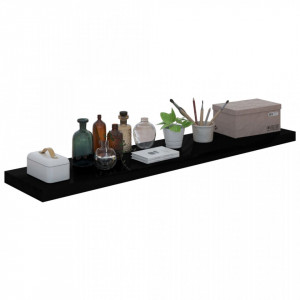 Rafturi de perete, 2 buc. negru extralucios 120x23,5x3,8 cm MDF - V323779V - Img 3