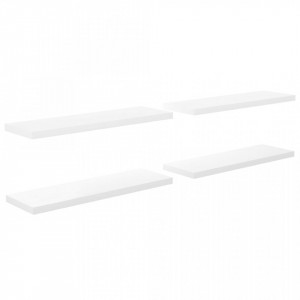 Rafturi de perete, 4 buc., alb extralucios, 120x23,5x3,8 cm MDF - V323759V - Img 2