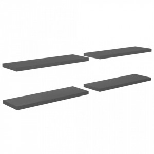 Rafturi de perete, 4 buc., gri extralucios, 120x23,5x3,8 cm MDF - V323801V - Img 2