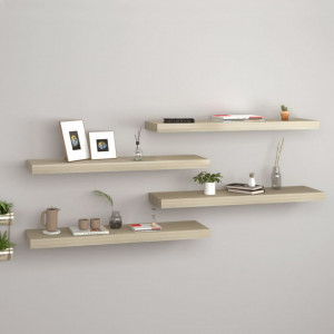 Rafturi de perete suspendate 4 buc., stejar, 80x23,5x3,8 cm MDF - V323879V - Img 1