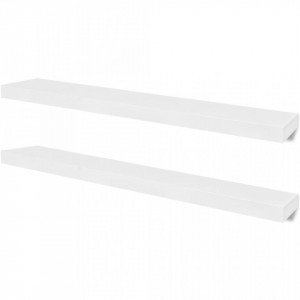 Rafturi suspendate pe perete depozitare carti/DVD-uri, MDF, 2 buc, alb - V242185V - Img 2