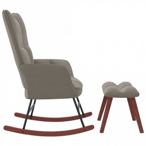 Scaun balansoar cu taburet, gri deschis, catifea - V328150V - Img 3