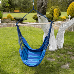 Scaun balansoar suspendabil, hamac, leagăn agăţat, albastru, 100x130 cm - TP254340 - Img 18
