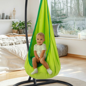 Scaun balansoar suspendabil, leagăn agăţat, verde, 60x150x70 cm - TP274726 - Img 9