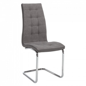 Scaun bucătărie, material textil gri deschis/piele ecologică gri/crom - TP203812 - Img 3