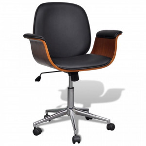 Scaun cu brate pivotant, lemn curbat si piele ecologica - V241057V