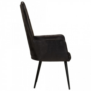 Scaun cu spătar înalt, negru, piele naturală - V339650V - Img 4