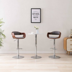 Scaun de bar, placaj si material textil gri - V287407V
