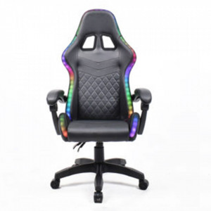 Scaun de birou cu iluminare RGB, gaming, negru, 64x60x127-137 cm - TP279983 - Img 4