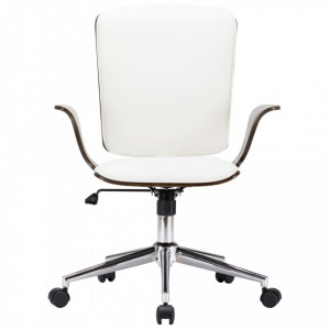 Scaun de birou rotativ, alb, piele ecologica si lemn curbat - V283133V - Img 2