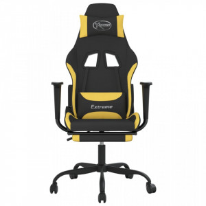 Scaun de gaming cu masaj/suport picioare, negru/galben, textil - V345484V - Img 3