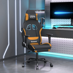 Scaun de gaming cu masaj/suport picioare, negru / oranj, textil - V345485V - Img 2