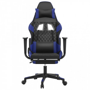 Scaun de gaming cu suport picioare, negru/albastru, piele eco - V3143764V - Img 3