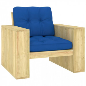 Scaun de grădină cu perne albastru regal, lemn de pin tratat - V3065751V - Img 2