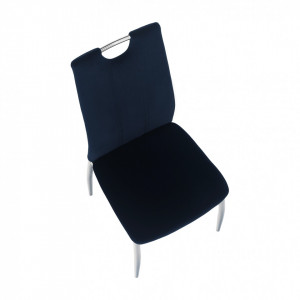 Scaun de masă, ţesătură albastră din catifea / crom - TP285433 - Img 3