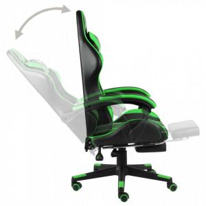Scaun de racing suport picioare negru/verde piele ecologică - V20529V - Img 3