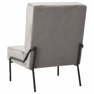 Scaun de relaxare, 65x79x87 cm, gri deschis, catifea - V325770V - Img 4