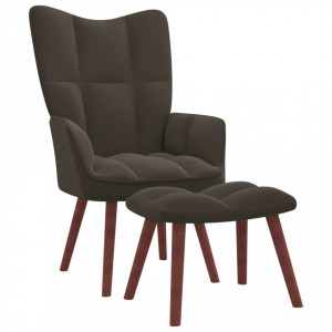 Scaun de relaxare cu taburet, gri închis, catifea - V328063V - Img 2