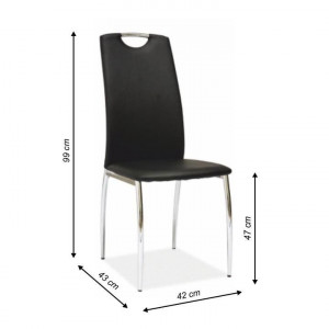 Scaun dining, piele ecologică neagră/crom - TP182185 - Img 3
