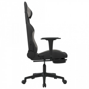 Scaun gaming cu masaj/suport picioare, negru/gri deschis textil - V345502V - Img 4