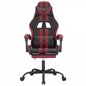 Scaun gaming pivotant/suport picioare negru/roșu vin piele eco - V349538V - Img 3