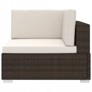 Scaun modular de colt, 1 buc., maro, poliratan, cu perne - V46797V - Img 3