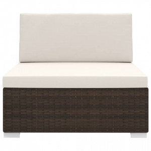 Scaun modular de mijloc, 1 buc., maro, poliratan, cu perne - V46793V - Img 3