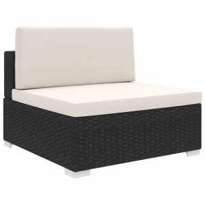 Scaun modular de mijloc, 1 buc., negru, poliratan, cu perne - V46794V